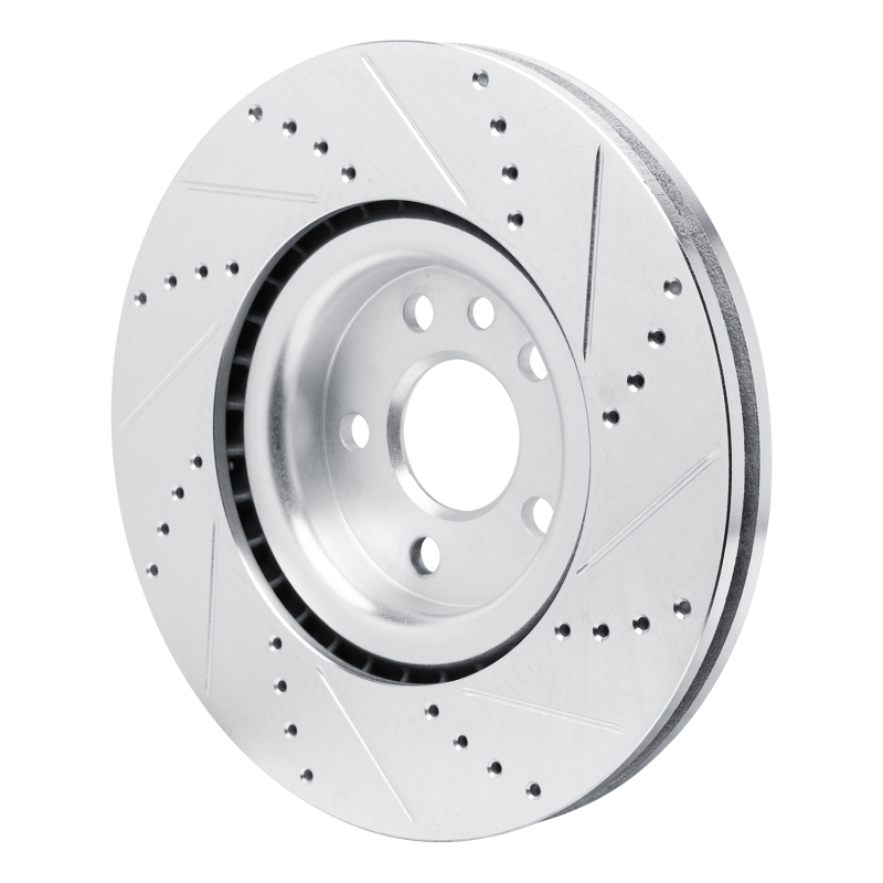 Jaguar F-Pace Brake Rotor (1) - Front Left - R1 Concepts - Drilled & Slotted - Silver - 2020